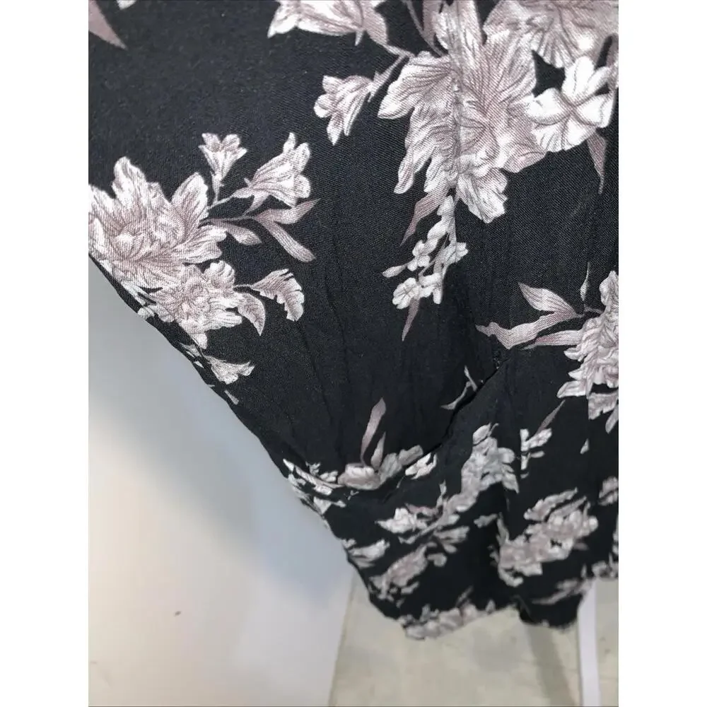 Spiritual‎ Gangster Maya Kimono Black Floral Tie Front One Size 100% Rayon Robe